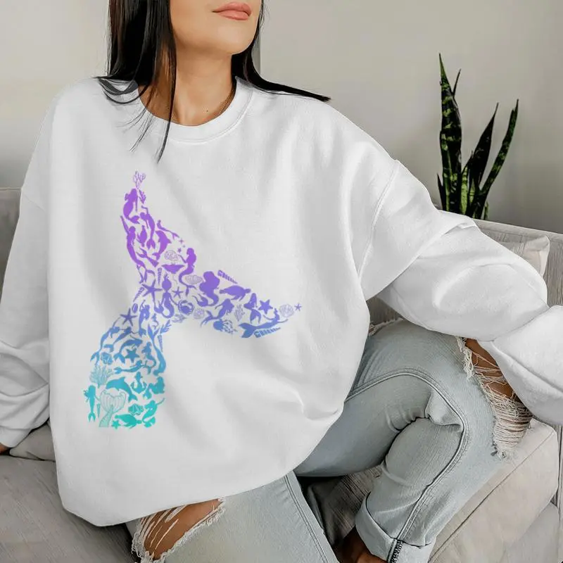 Girls Whale Mermaid Tail Fantasy Sea Ocean Themed Women Sweatshirt