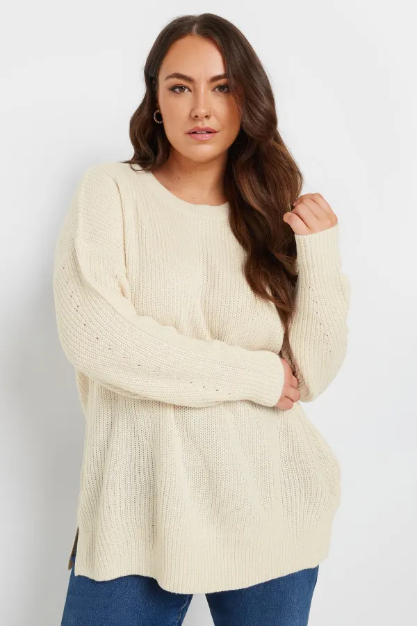 YOURS Curve Stone Brown Knitted Jumper