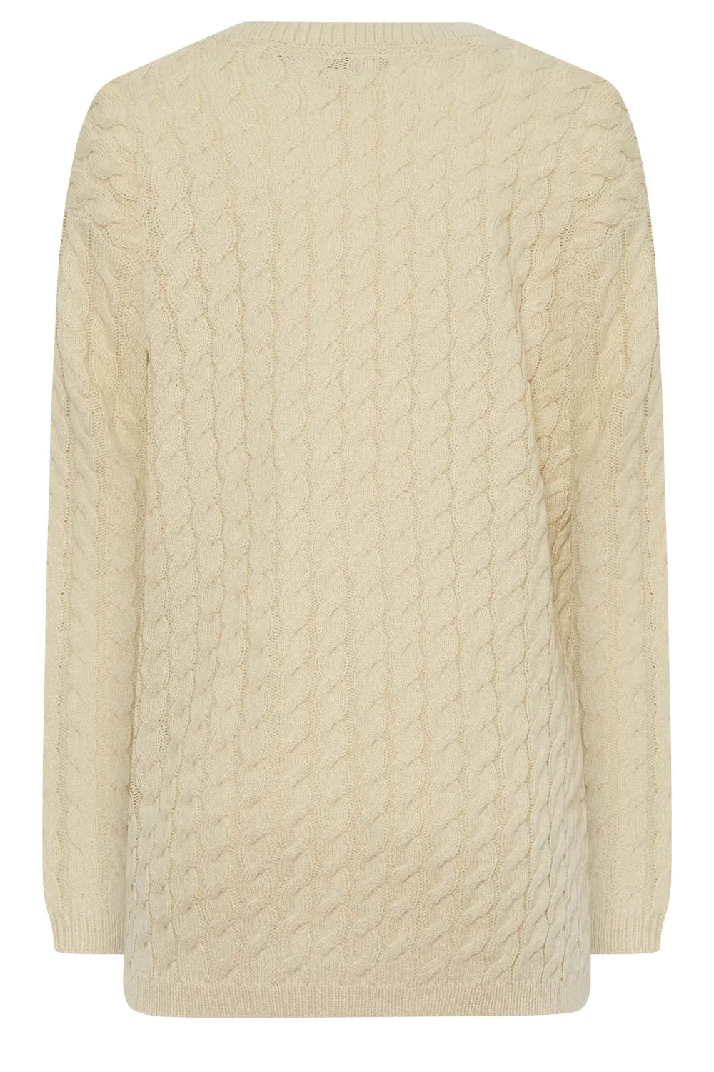 LTS Tall Beige Brown Cable Knit Jumper