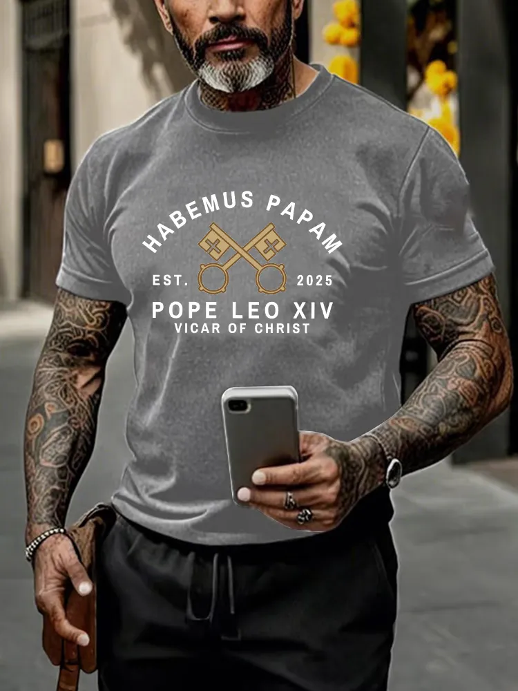 Men'S 2025 Habemus Papam Pope Leo Xiv Vicar Of Chirst Printed T-Shirt