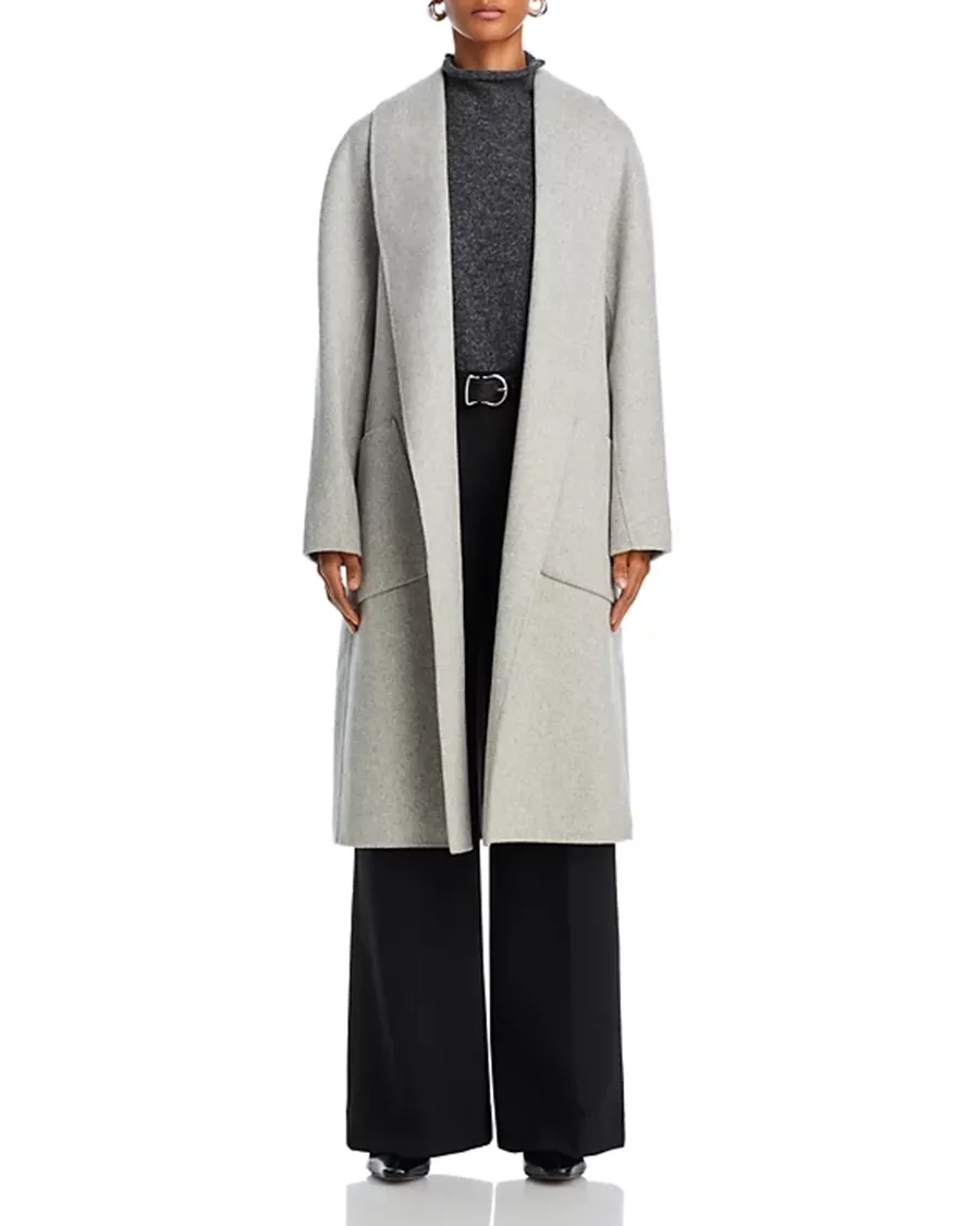 Shawl Collar Long Sleeves Multicolor Coat