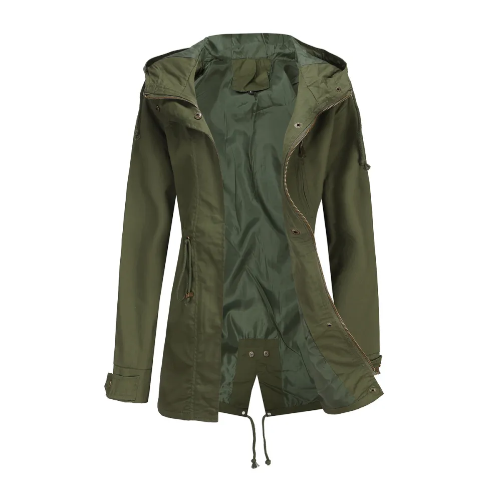 Adjustable waist hooded women jacket