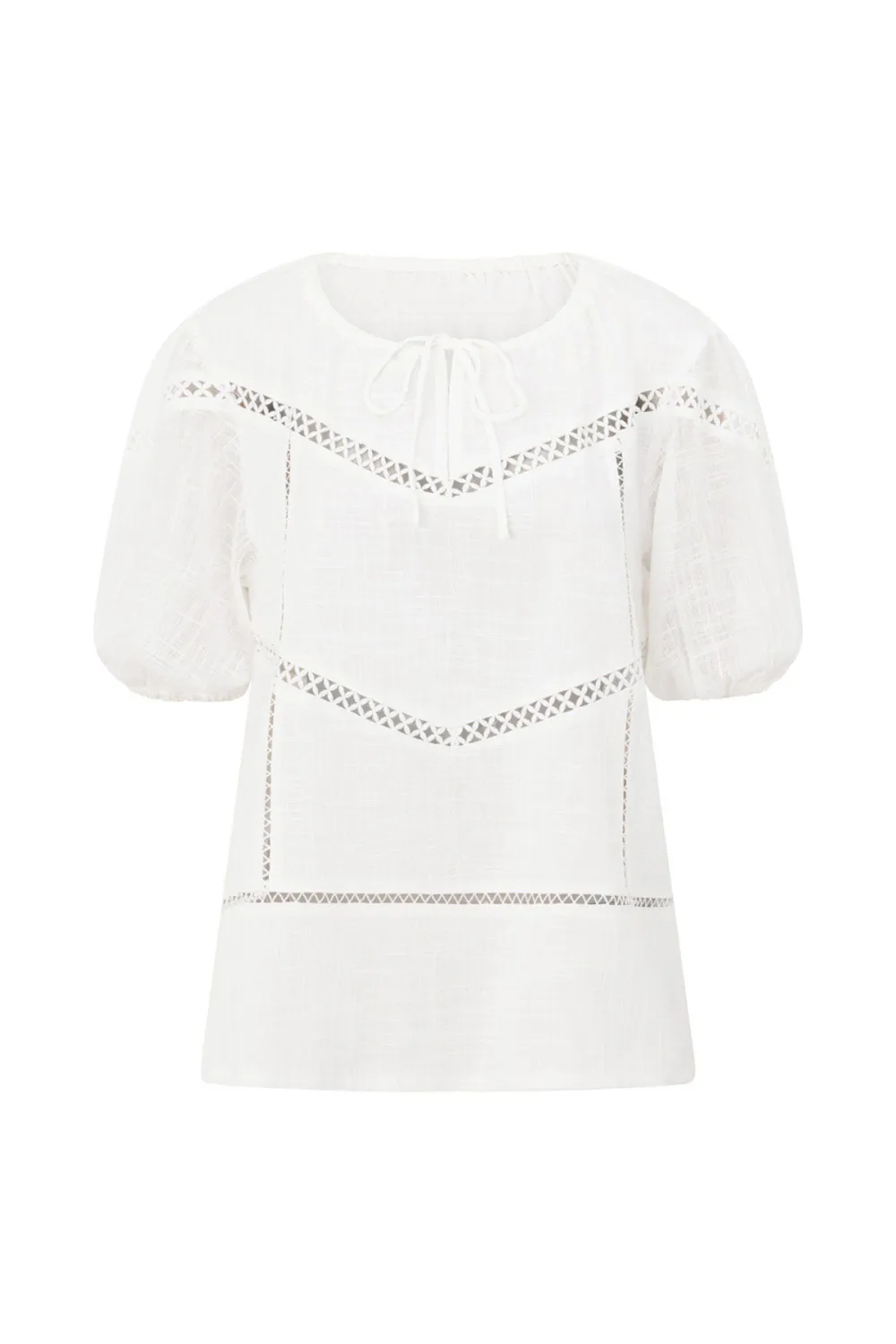 Eyelet Detailing Puff Sleeve Blouse