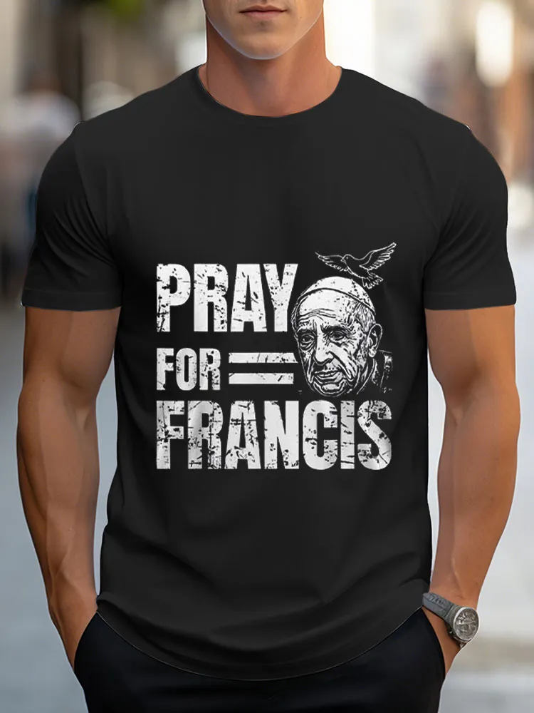 Men's Pray For PF 1936-2025 Print Short Sleeve Round Neck Cotton T-Shirt