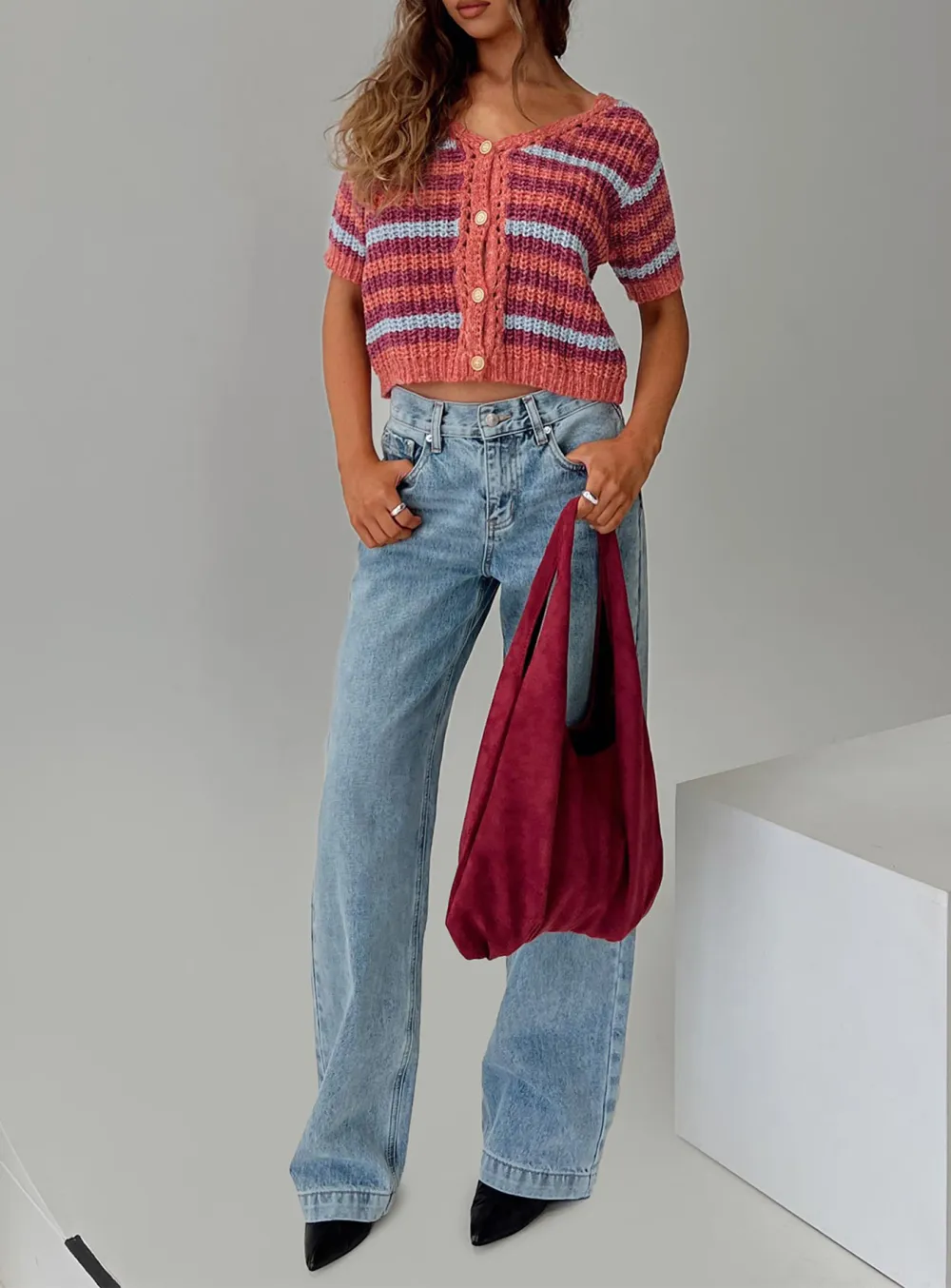 Striped Multi Knit Cardigan