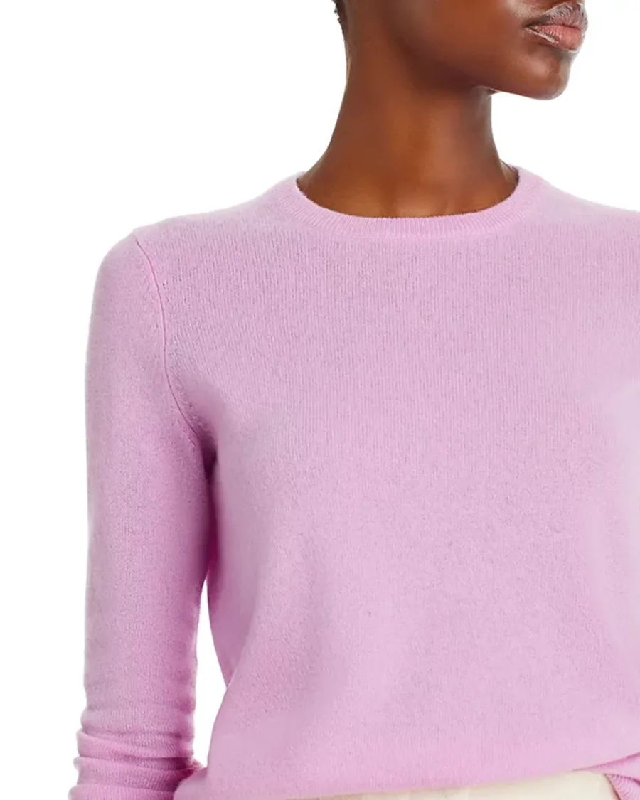 Casual Style Ribbed Crewneck Cashmere Sweater