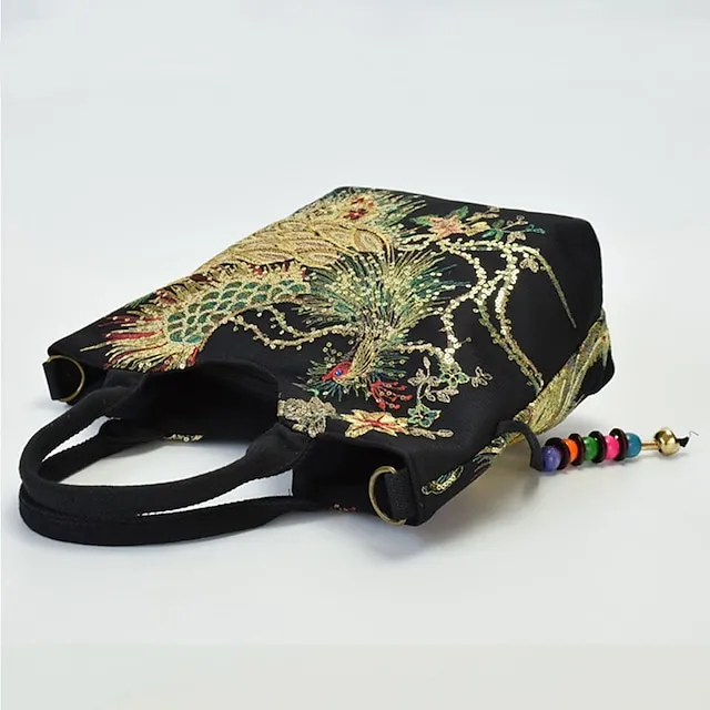 Women's Handbag Crossbody Bag Canvas Tote Bag Canvas Outdoor Daily Holiday Beading Animal Embroidery Black Red Blue