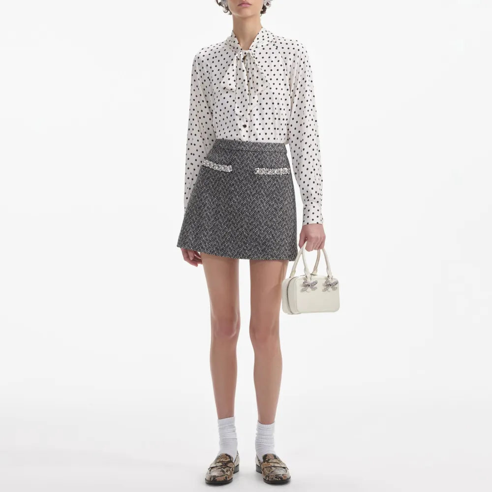 Cream Polka Dot Satin Blouse