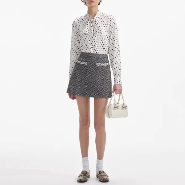 Cream Polka Dot Satin Blouse