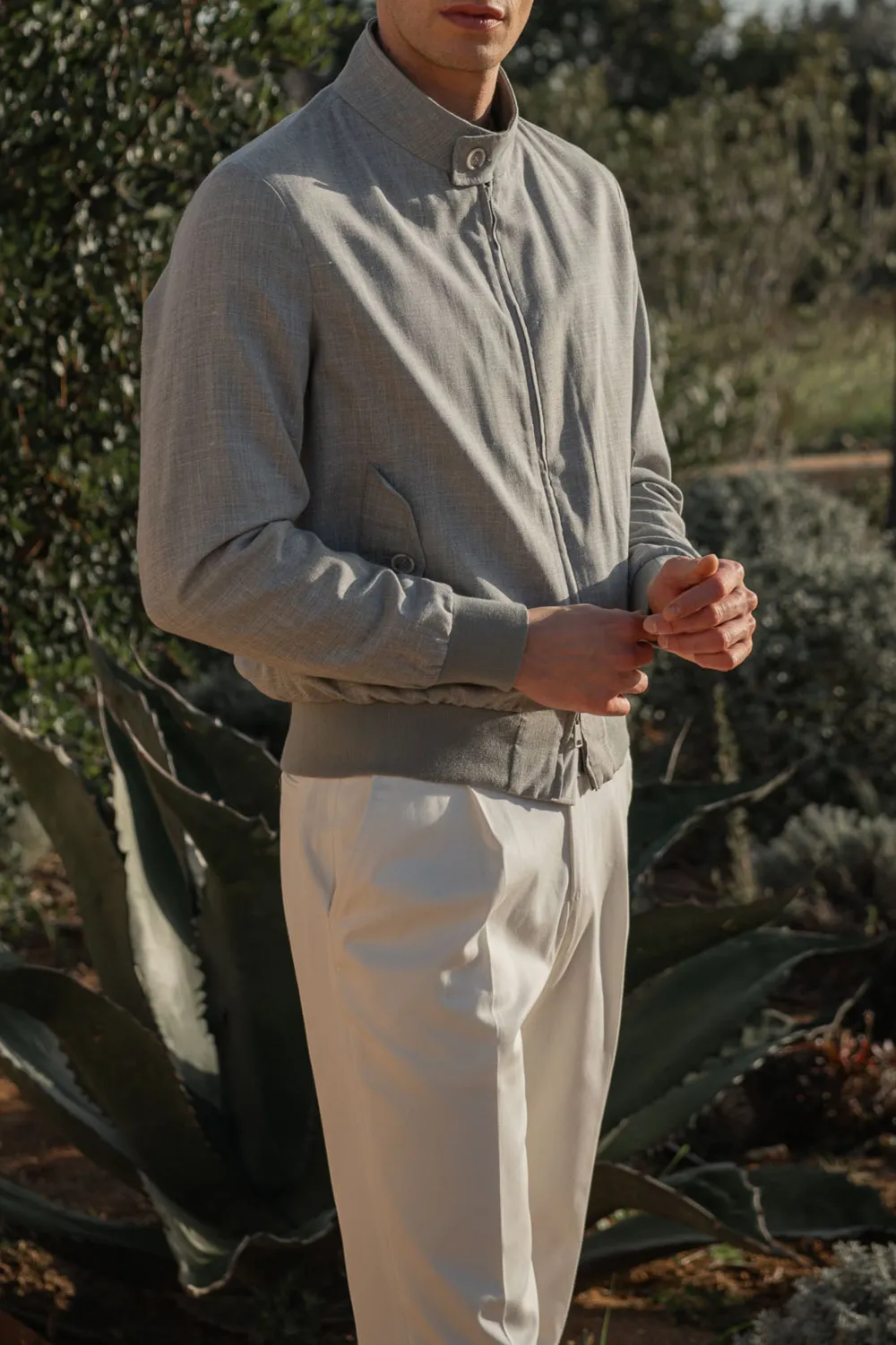 Grey Short Jacket In  Fabric