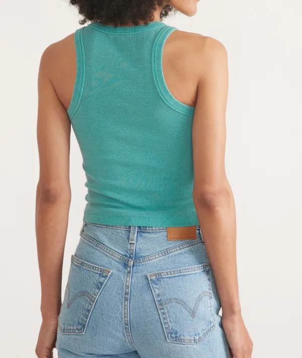 Turquoise Textured Crop Tank