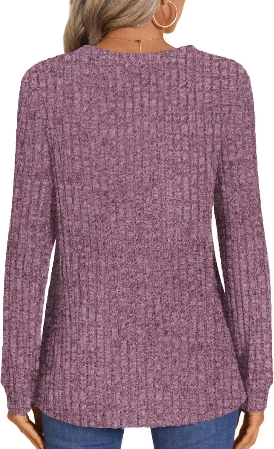 HOTGIFT Womens 2024 Fall Winter Tunic Tops Long Sleeve Casual T-Shirts Soft Comfy Stripe Blouse Lightweight