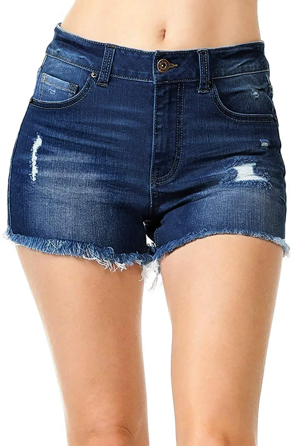 Casual Raw Hem Denim Shorts