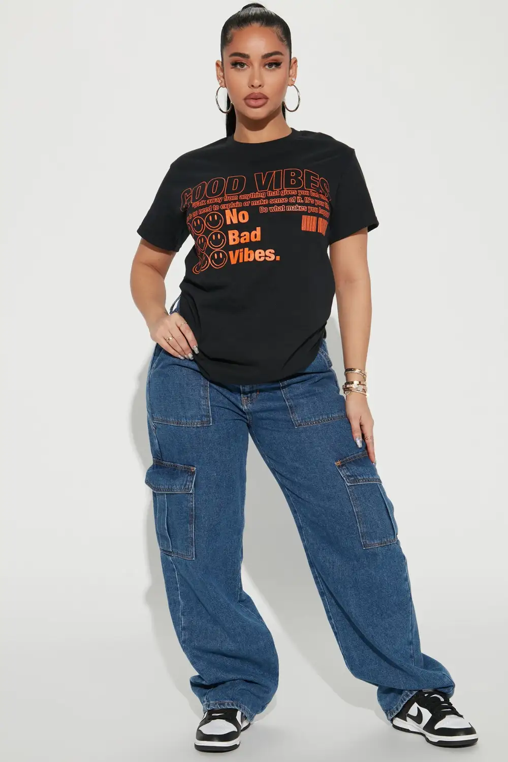 No Bad Vibes Smiley T-Shirt - Black