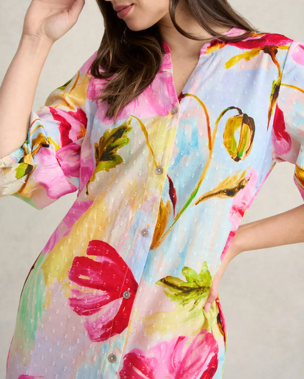 Printed Cotton Shirt Dress
