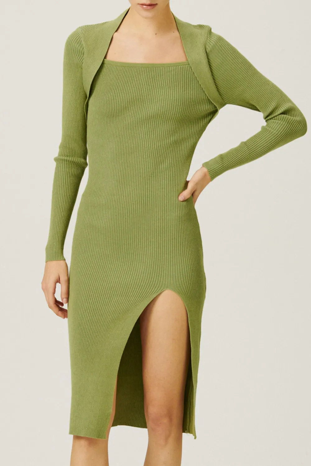 Square Neck Knitted Dress
