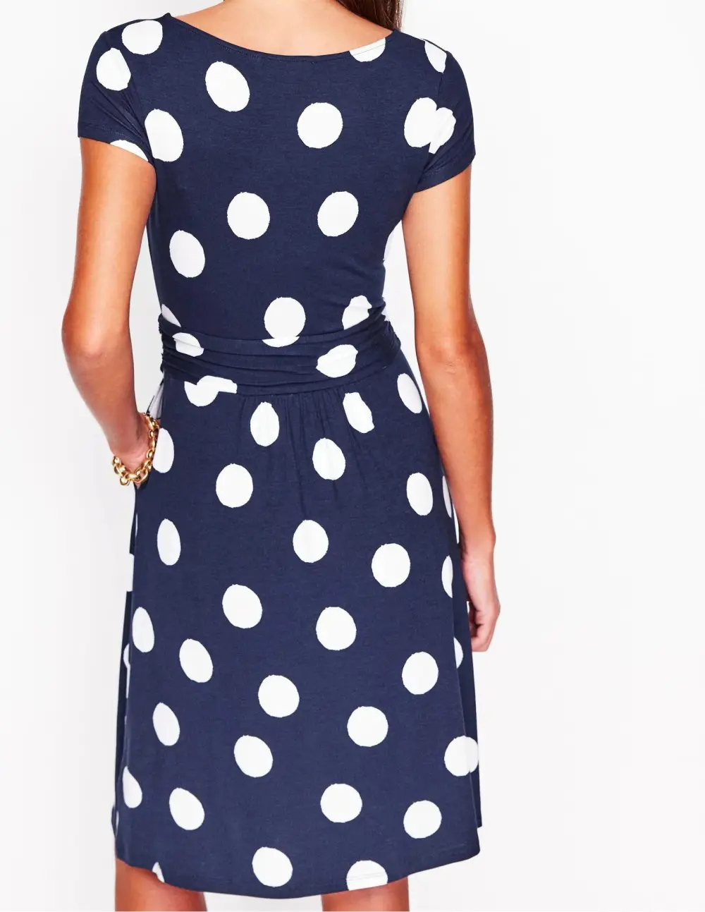 Navy Blue Polka - Dot Jersey Dress