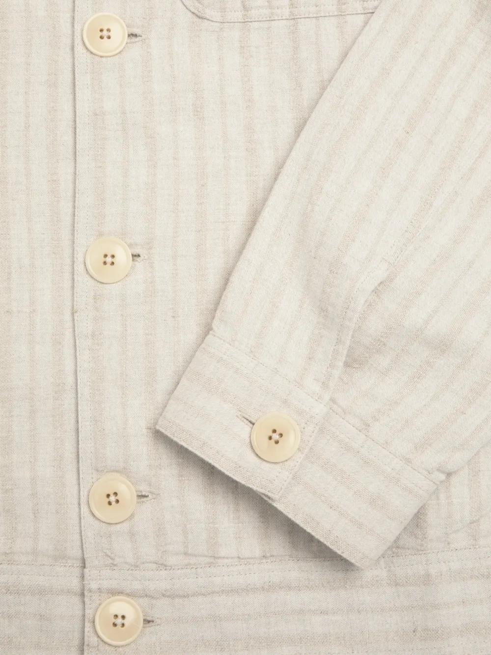 Sand Unlined Linen-Cotton Trucker Jacket