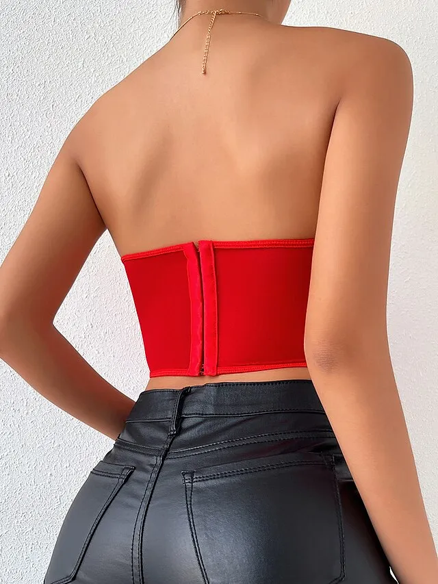 Corset Women's Corset Tops Prom Party & Evening Club Black White Red Sexy Underbust Corset Buckle Tummy Control Lace Summer Spring