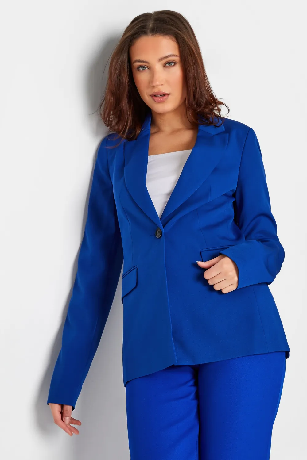 LTS Tall Cobalt Blue Scuba Crepe Tailored Blazer