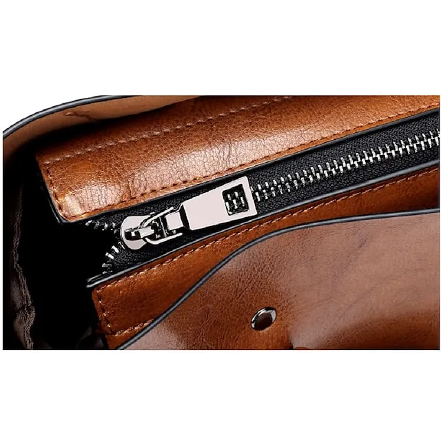 Women's Tote Shoulder Bag Shoulder Strap Tote Top Handle Bag PU Leather Daily Zipper Solid Color Wine Black Pink