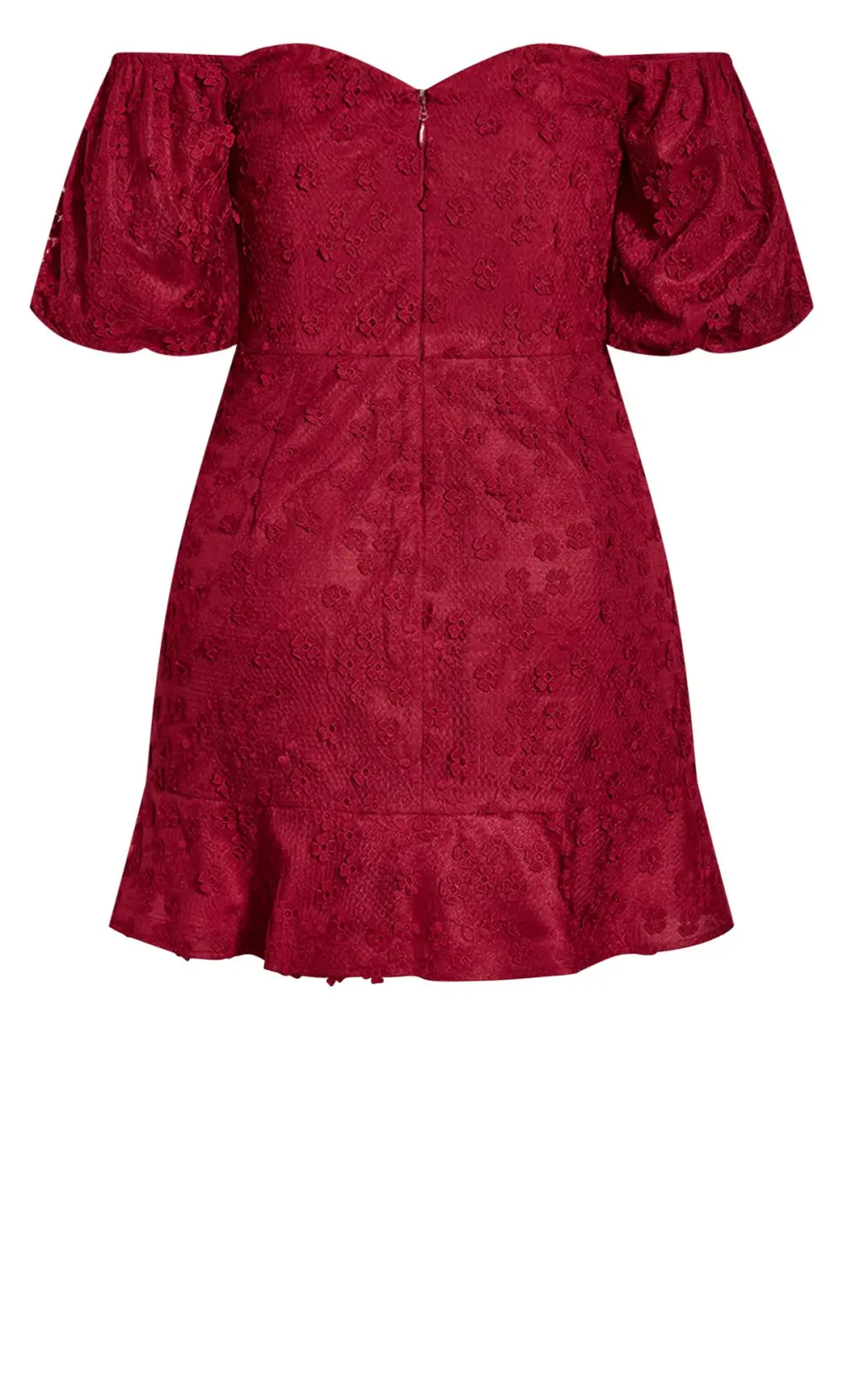 Evans Red Embroidered Puff Sleeve Midi Dress