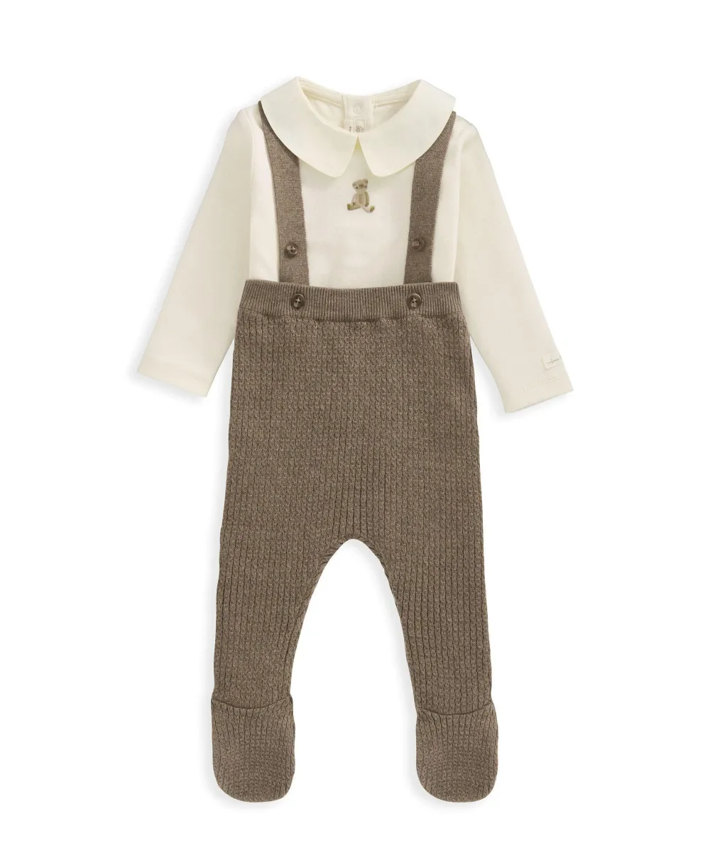 Knitted Dungarees & Bodysuit - Teddy Bear