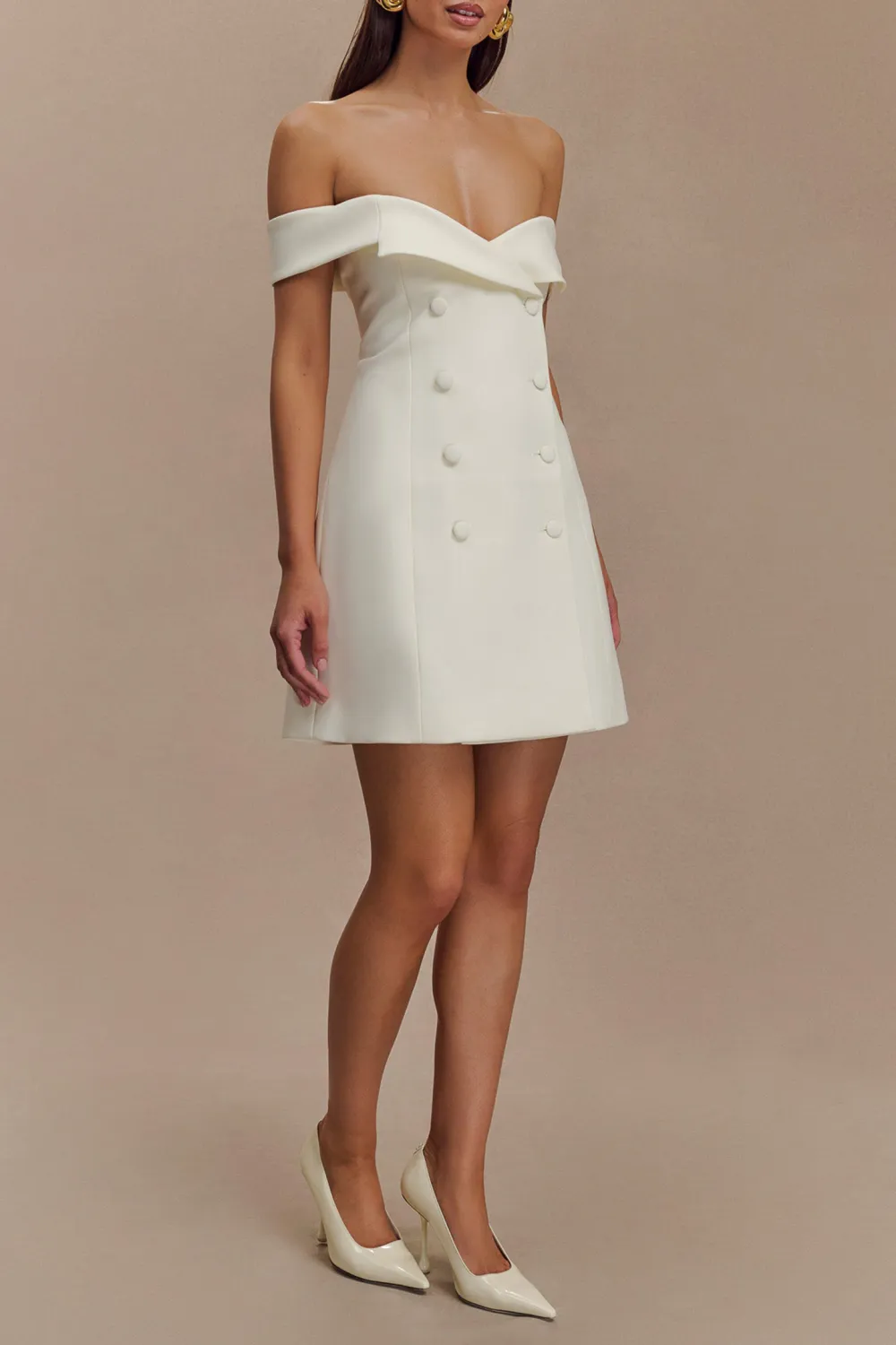 Off Shoulder Suiting Mini Dress