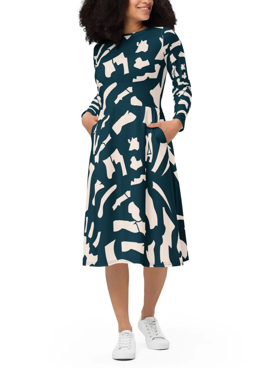 Contrast Print Casual Dress