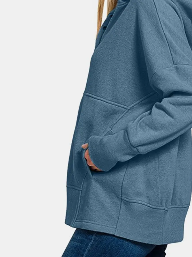 Daily Casual Simple All-Match Dusty Blue  Hoodie