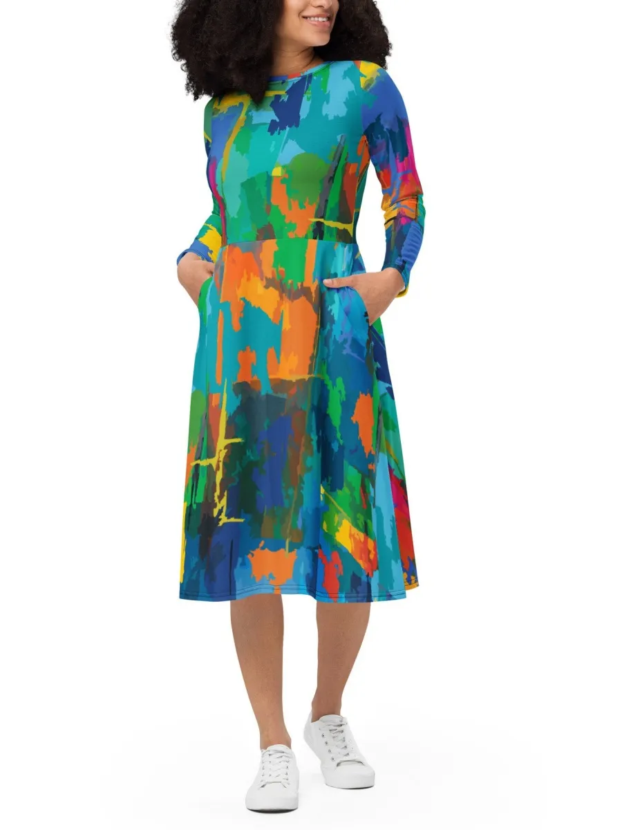 Vibrant Abstract Midi Dress