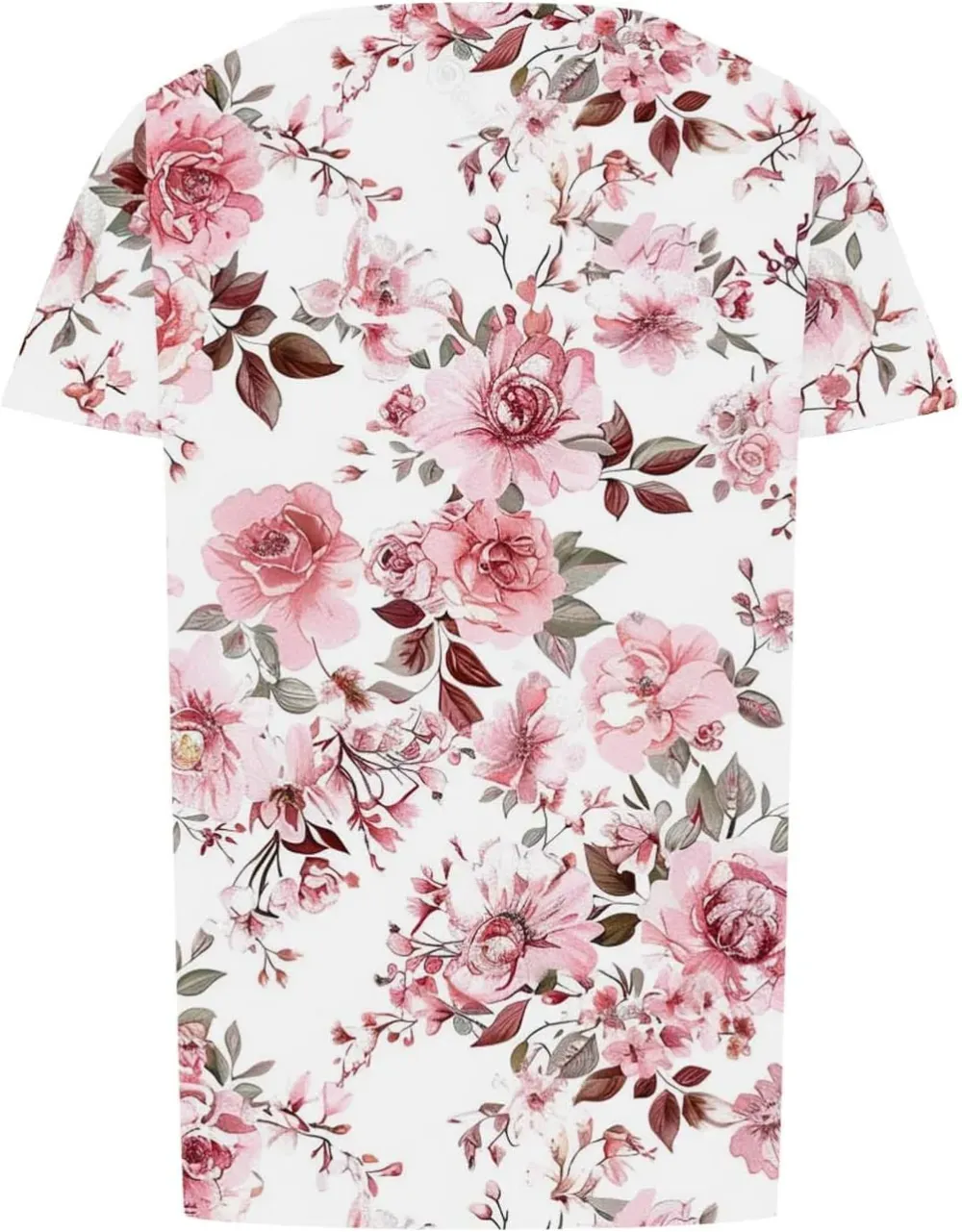 Womens Summer Pleated Front Shirts Tunics Casual Short Sleeved Loose Round Neck Boho Printed Tops Vacation Blouse