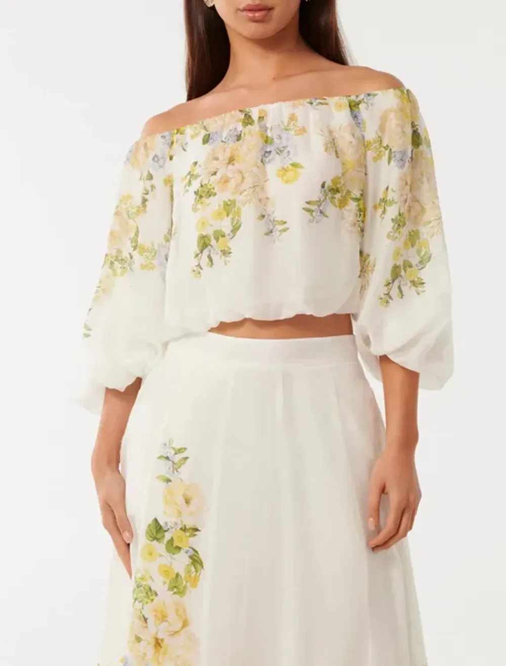 Off Shoulder Floral Tops