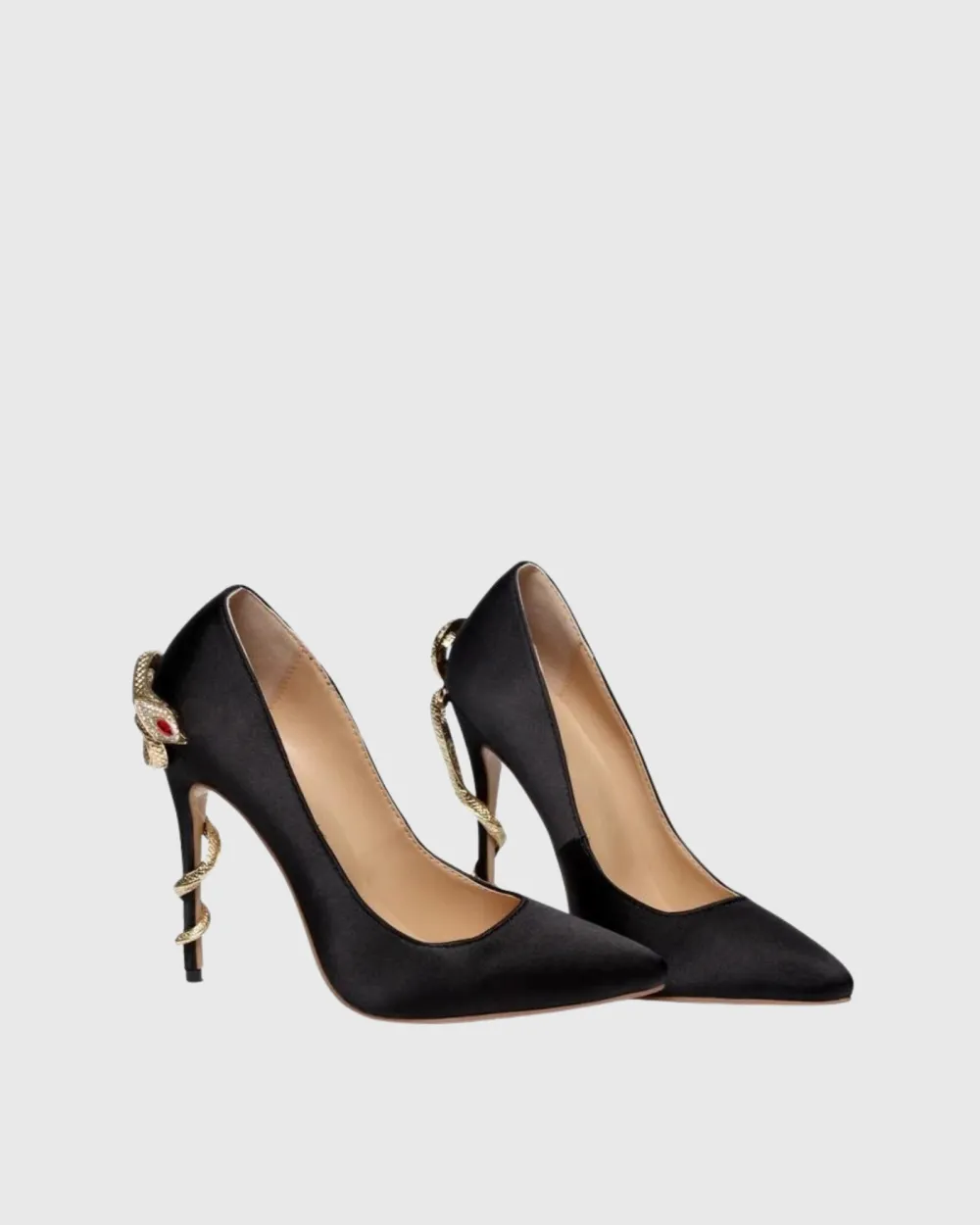 Rhinestone Snake Heels in Black