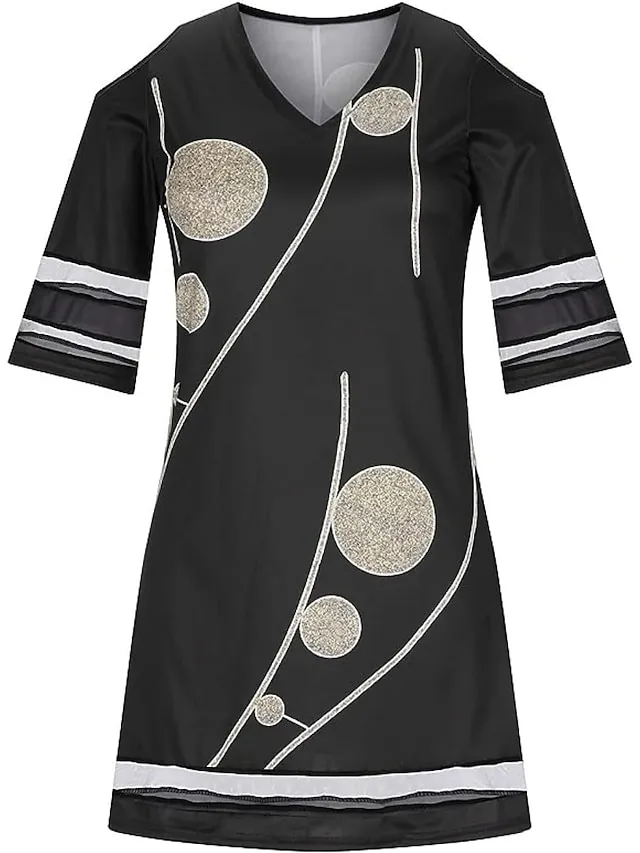 Women's Casual Dress Shift Dress Mini Dress Black White Red Half Sleeve Polka Dot Ruched Summer Spring V Neck Vacation Vacation Fall Dress Summer Dress 2023 S M L XL XXL 3XL