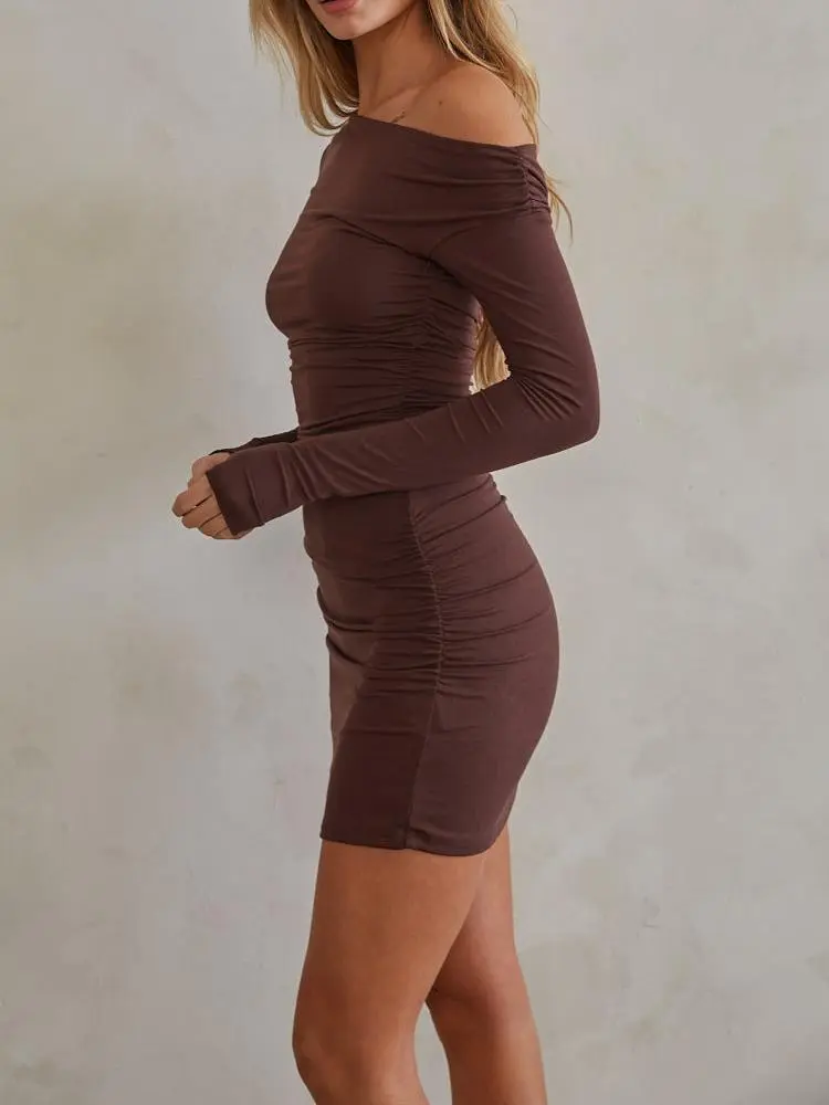 Off the Shoulder Ruched Mini Dress