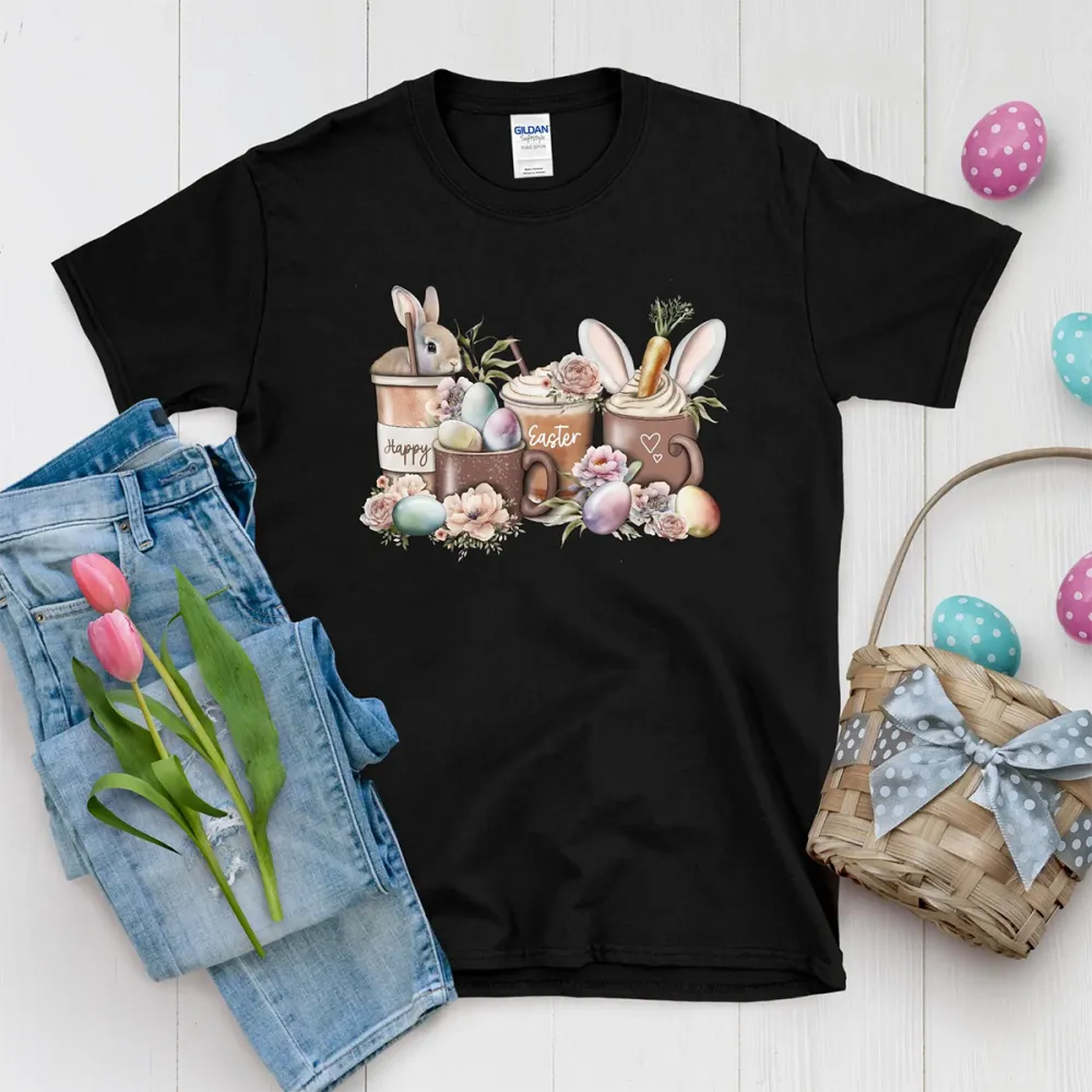 T-shirt Happy Easter Women Printed Round Neck Short Sleeve