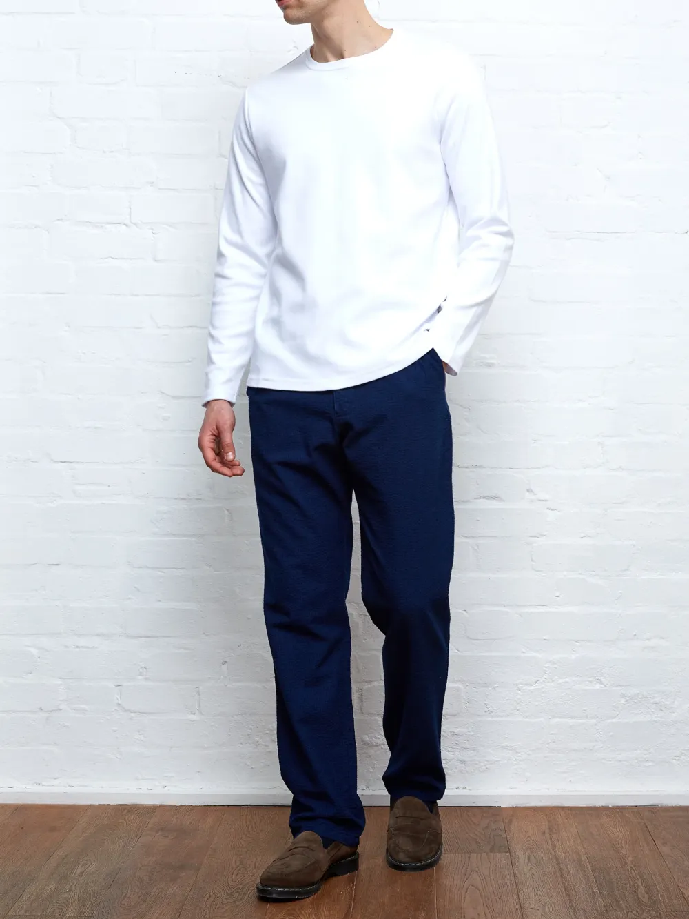 White Crew Neck Long Sleeve Plain T-Shirt