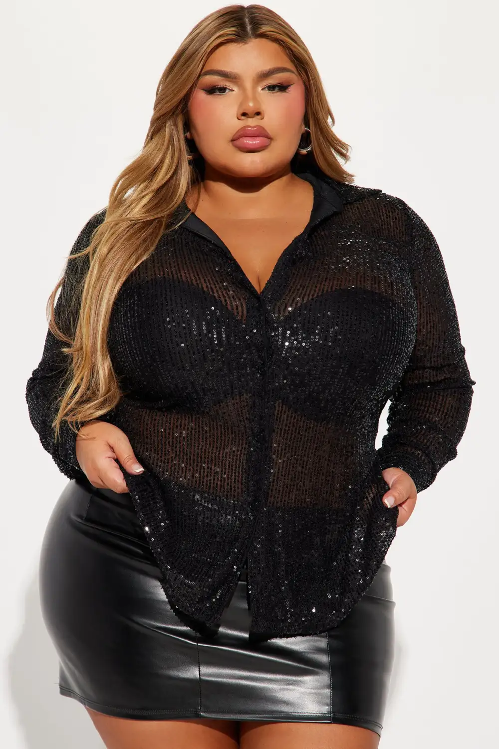 Turn Up The Lights Sequin Shirt - Black