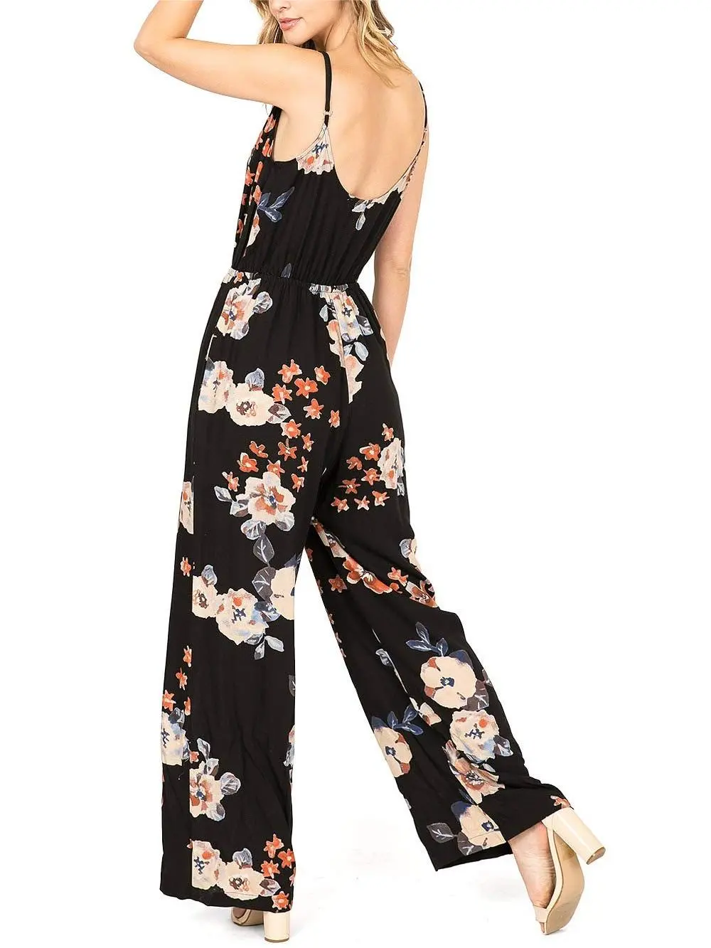 Floral Sleeveless Jumpsuit with Pockets