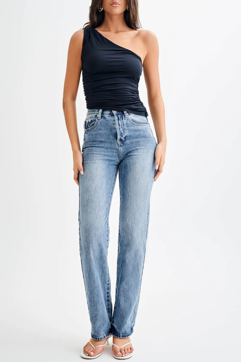 One Shoulder Modal Asymmetric Top