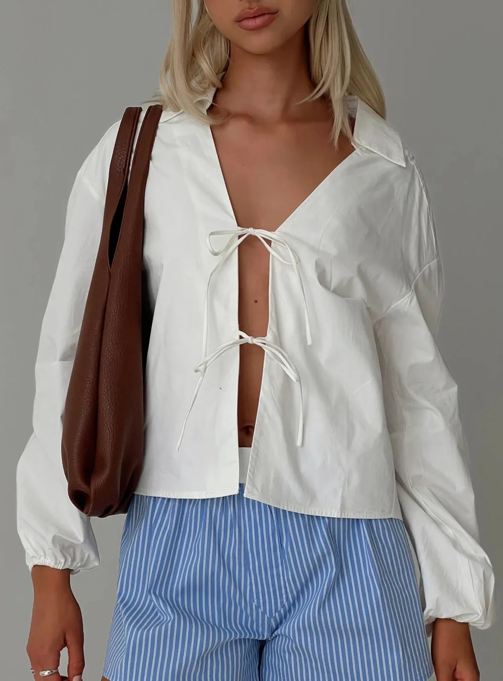 Puff Sleeve Cropped Shirt