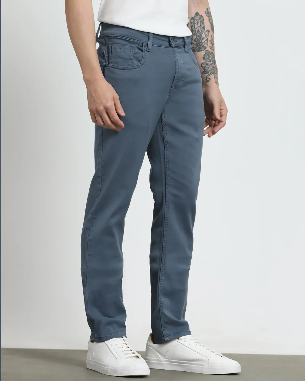 Classic Versatile And Comfortable Straight Blue Grey Jeans