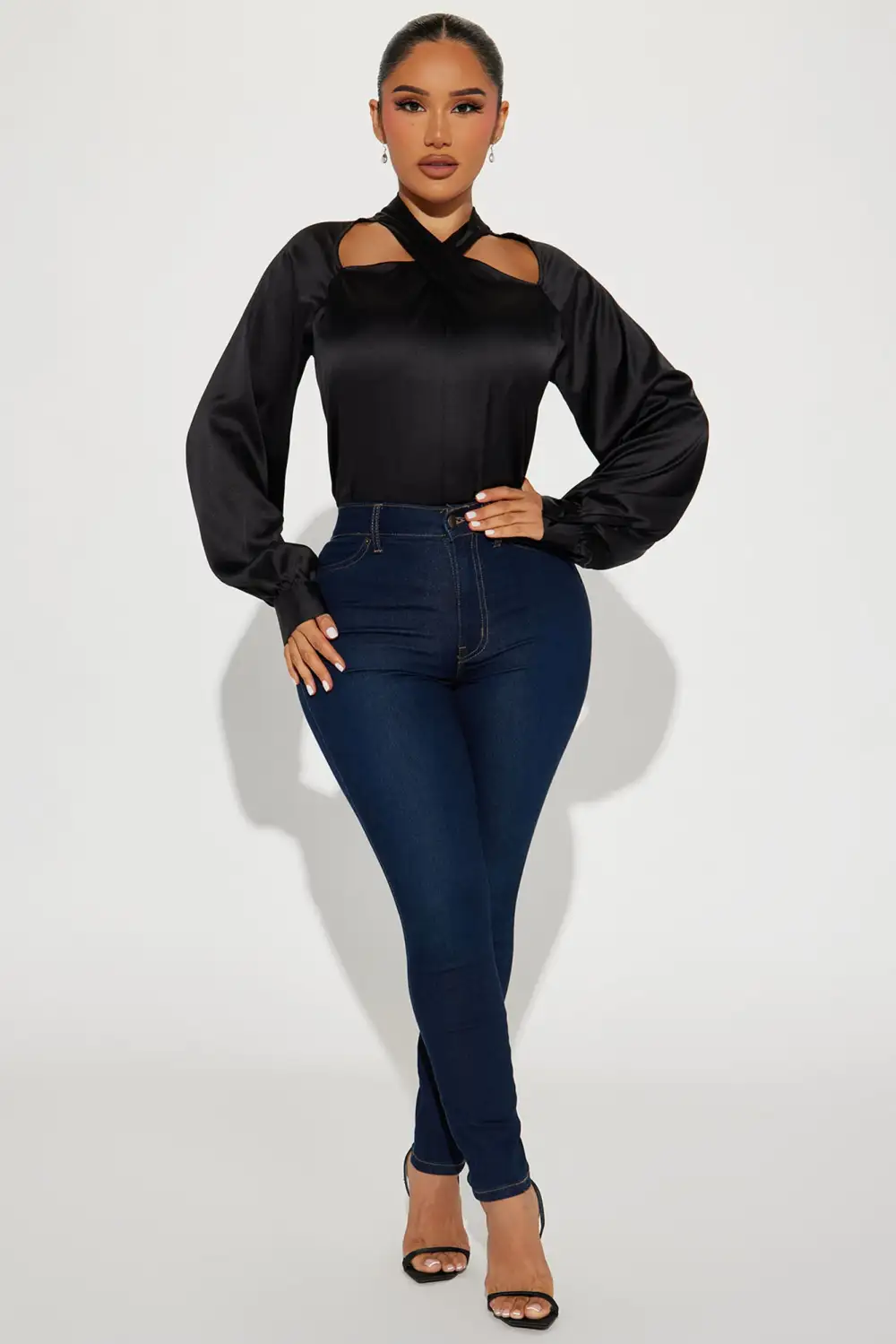 I Am The Gift Satin Blouse - Black