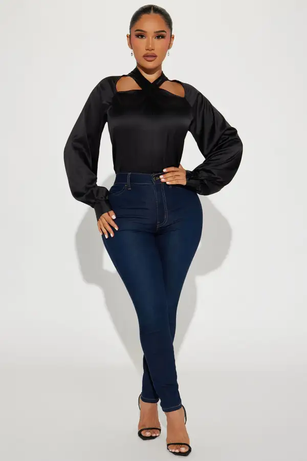 I Am The Gift Satin Blouse - Black