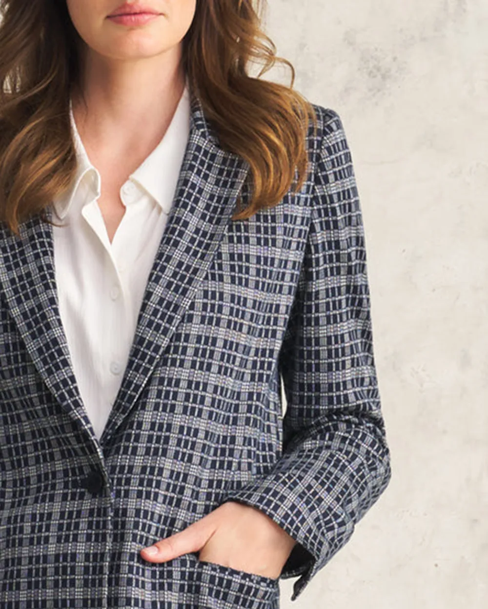 Checkered Single Breasted Blazer