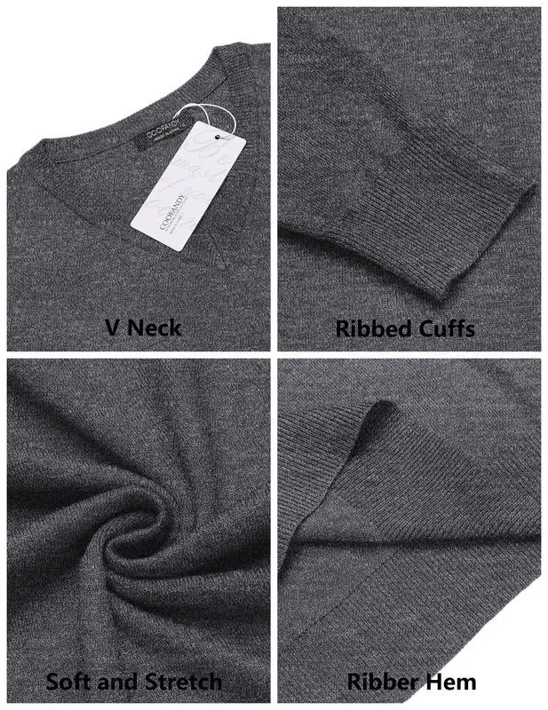Men's Ribbed V-neck Casual Knit Sweater