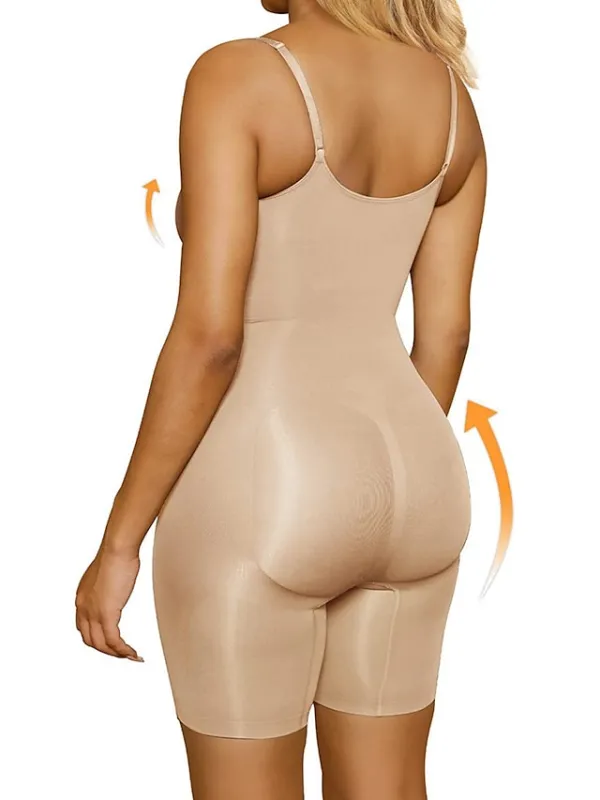 Women's Plus Size Bodysuits Body Shaper Pure Color Fashion Hot Vacation Gyms Nylon Breathable Straps Sleeveless Backless Summer Spring Black long Black briefs