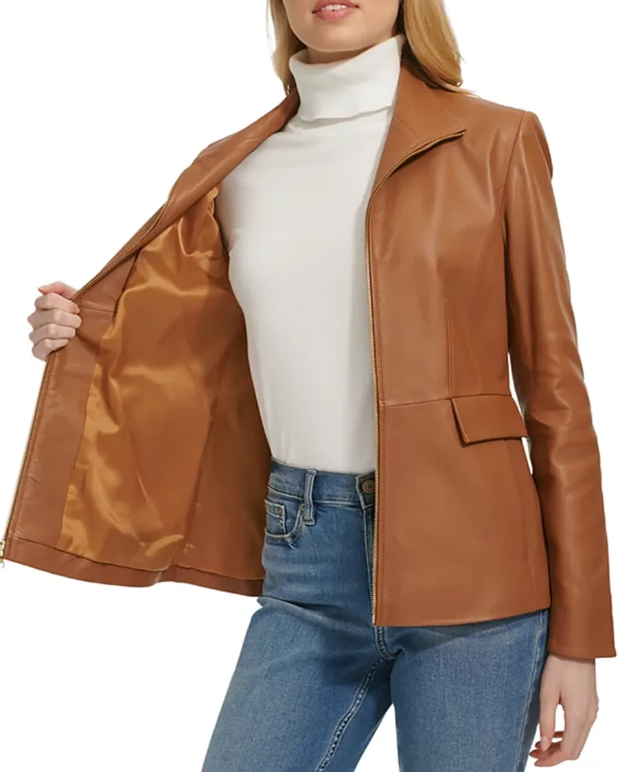 Flap Pockets at Front Leather Jacket