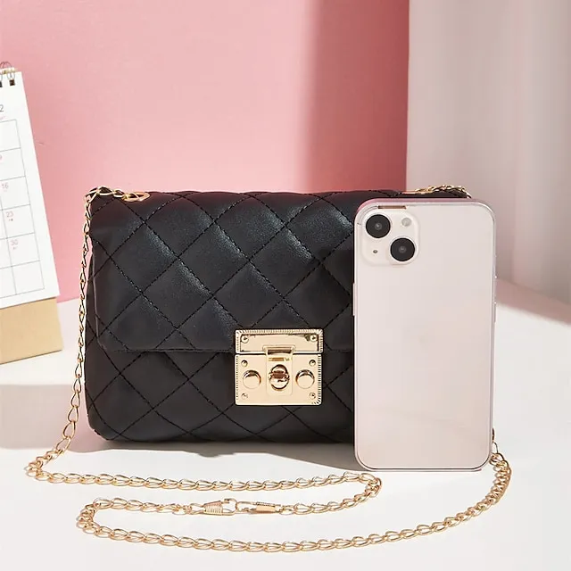 Women's Handbag Crossbody Bag Shoulder Bag Mobile Phone Bag PU Leather Office Daily Buckle Adjustable Large Capacity Waterproof Solid Color Black White Beige